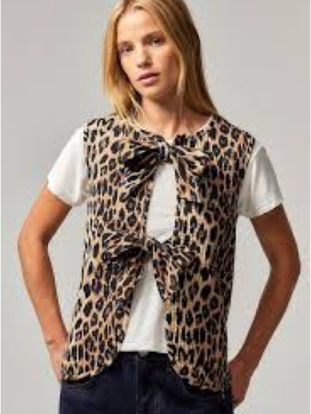 Damson Madder Tilly tie front animal print vest